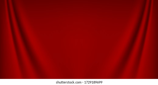 Luxury red wave silk background, satin texture 