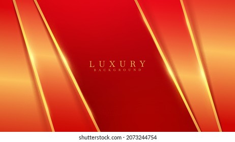 Luxury red and yellow background with golden line and light glitter effect elements.