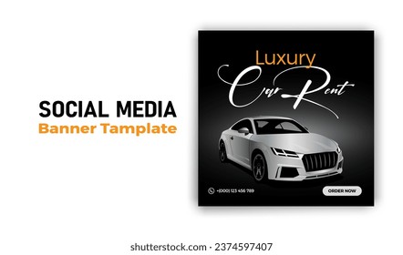 Luxury Rent a car banner for social media post template, Black Friday car rent post design.