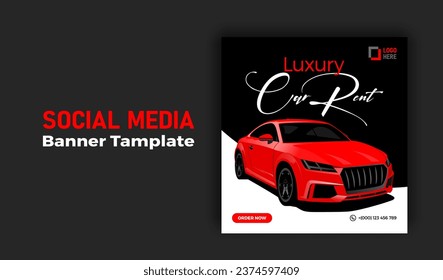 Luxury Rent a car banner for social media post template, Black Friday car rent post design.