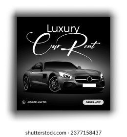 Luxury Rent a car banner for social media post template, Black Friday car rent post design.