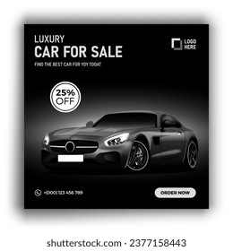 Luxury Rent a car banner for social media post template, Black Friday car rent post design.