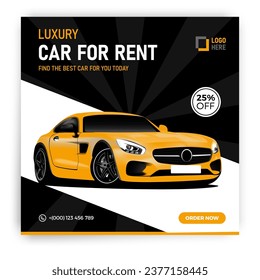 Luxury Rent a car banner para la plantilla de publicación de medios sociales, Black Friday alquiler de coches postdesign.