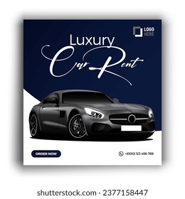 Luxury Rent a car banner for social media post template, Black Friday car rent post design.