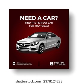 Luxury Rent a car banner for social media post template, Black Friday car rent post design.
