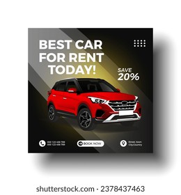 Luxury Rent a car, Car sale banner for social media post template, Black Friday car rent post design.