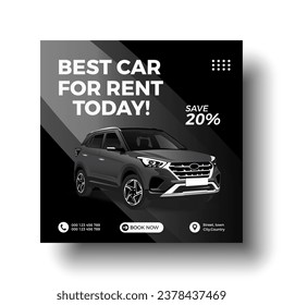 Luxury Rent a car, Car sale banner for social media post template, Black Friday car rent post design.