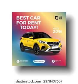 Alquiler de coches de lujo, Banner de venta de coches para la plantilla de publicación de medios sociales, Black Friday alquiler de coches postdesign.