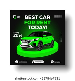 Luxury Rent a car, Car sale banner for social media post template, Black Friday car rent post design.