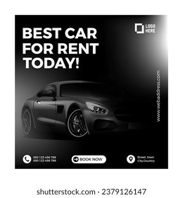 Luxury Rent a car, Car sale banner for social media post template, Black Friday car rent post design.