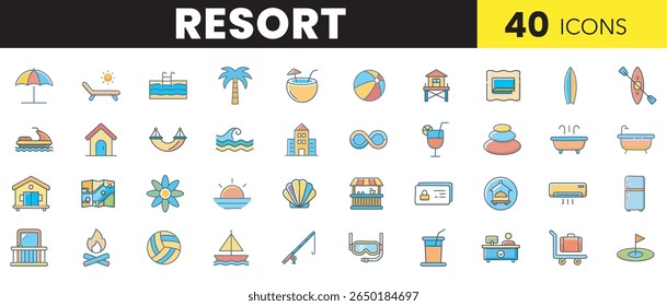 Luxury Resort and Vacation Icon Set – Colorful Travel Vector Collection