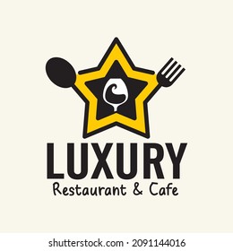 vector de logotipo de restaurante y café de lujo