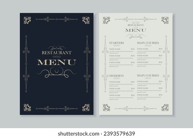 Luxury restaurant food menu design