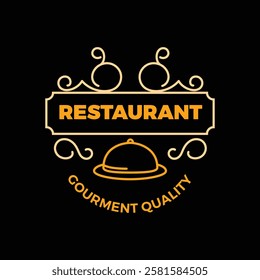 Luxury Restaurant Logo Template Elegant Calligraphic Stock Vector.