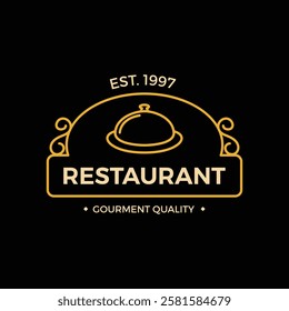 Luxury Restaurant Logo Template Elegant Calligraphic Stock Vector.