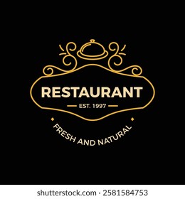 Luxury Restaurant Logo Template Elegant Calligraphic Stock Vector.