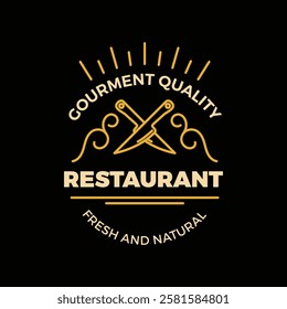 Luxury Restaurant Logo Template Elegant Calligraphic Stock Vector.