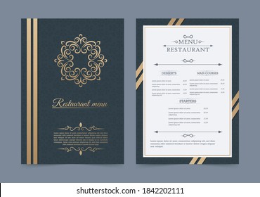 Luxury Restaurant Menu With Logo Ornament