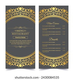 Luxury restaurant menu with logo ornament