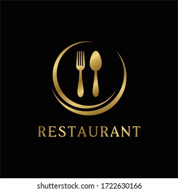 Luxury restaurant with spoon and fork logo design