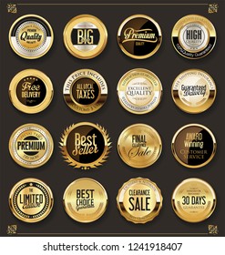 Luxury retro badges gold and silver collection