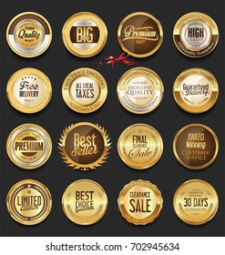 Luxury retro badges gold and silver collection