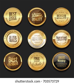 Luxury retro badges gold and silver collection