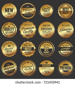 Luxury retro badges gold and silver collection