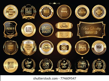 Luxury retro badges gold and silver collection 