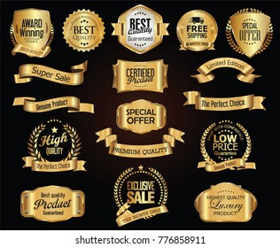 Luxury retro badges gold and silver collection