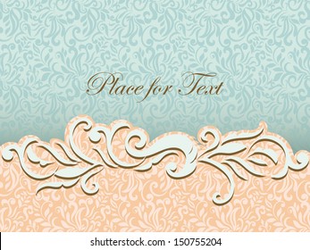 Luxury retro card, floral background seamless, invitation