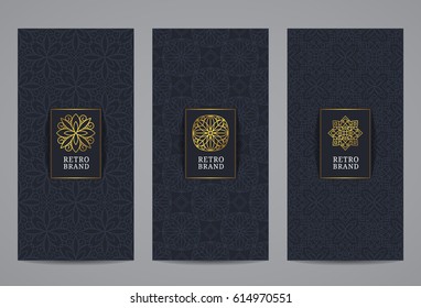 Conjunto retro de lujo. Plantillas de logotipo caligráfico vectorial. Colección de monogramos de cosecha.