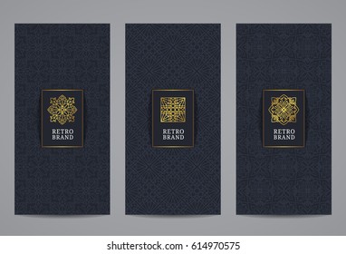 Luxury retro label set. Vector calligraphic logo templates. Vintage monograms collection.