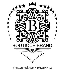 Luxury Retro logo template for all kind of business. Elegant ornament template for graphic wedding packaging. Vector illustration.