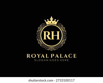 Luxus rh monogram königlichen Palast Emblem Vintage-Design elegante ornate Rand luxuriöse Business-Insignien für Branding