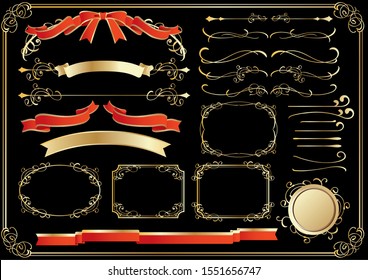 Luxury ribbon background material set.