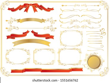 Luxury ribbon background material set.