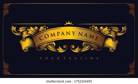 Luxury Ribbon Gold Ornament for your label and business 