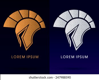 Luxury Roman Or Greek Helmet , Spartan Helmet, Head Protection, Warrior,soldier, Logo, Symbol, Icon, Graphic, Vector.