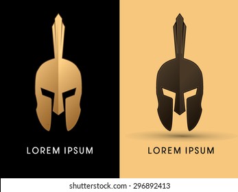 Luxury Roman or Greek Helmet , Spartan Helmet, Head protection, icon, graphic, vector.