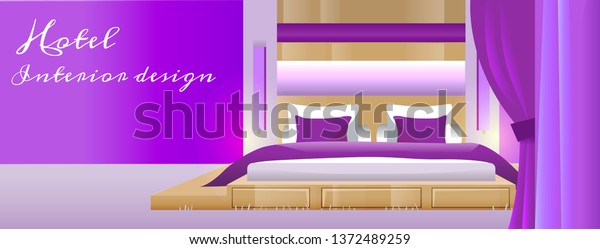 Luxury Romantic Hotel Room Bedroom Interior Stock Vector Royalty