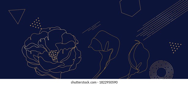 Luxury rose background vector with golden metallic decorate home 