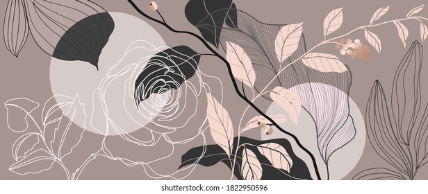 Luxury rose background vector with golden metallic decorate home 
