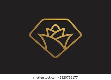 luxury rose flower diamond logo design vector