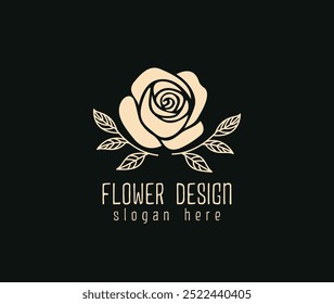  Fondo negro del logotipo de la flor de la rosa de lujo
