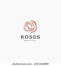 Luxus Rose Blume Logo Weiß Hintergrund