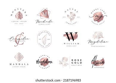 Luxury rose gold gradient logo