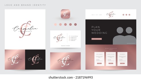 Luxury rose gold gradient logo and brand identity