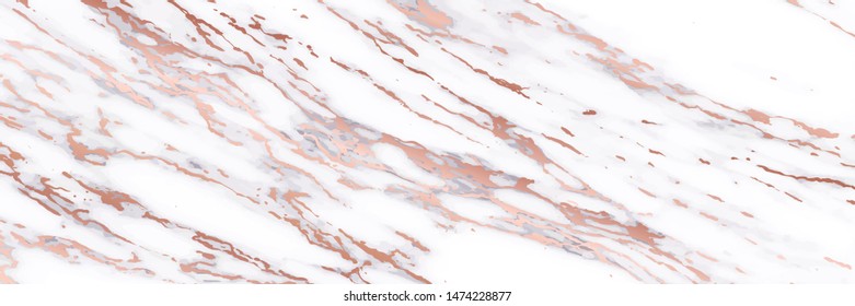 Luxury Rose Gold Marble texture background vector. Panoramic Marbling texture design for Banner, invitation, wallpaper, headers, website, print ads, packaging design template.