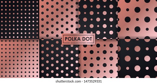 Luxury rose gold polkadot seamless pattern collection, Abstract background, Decorative wallpaper.